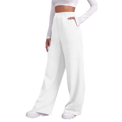 WILLBEST Women Activewear Trouser Straight Leg Yoga Pants with Drawstring Loose Fit Tracksuit Bottoms Workout Joggers Causal Bootcut Lounge Sweatpants