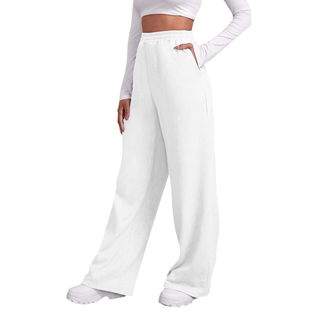 WILLBEST Women Activewear Trouser Straight Leg Yoga Pants with Drawstring Loose Fit Tracksuit Bottoms Workout Joggers Causal Bootcut Lounge Sweatpants