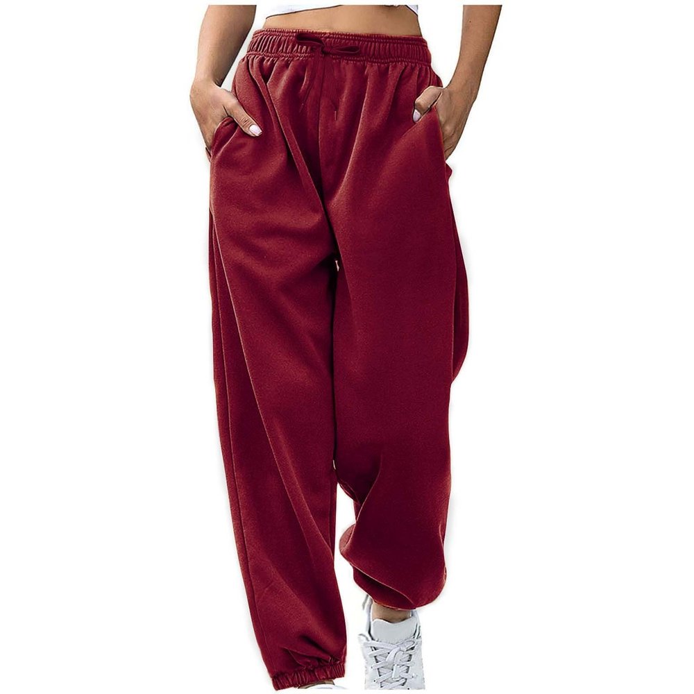 Womens Causal Oversized Comfort Jogging Sports Jogger Sweatpant Harem Trousers with Pockets Gym Running Yoga Sweat Jog Pants Tracksuit Bottoms