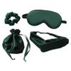 JIHUOO 4 Pcs Artificial Silk Sleep Masks Hair Scrunchies Headband and Pouches Soft Eye Mask Cover Stain Blackout Blindfold for Sleeping Wedding Bridesmaid Gifts Dark Green view 1