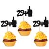 24 Pack 29+1 Cupcake Toppers Glitter 30th Birthday Cupcake Picks Cheers to 30 Middle Finger Happy 30th Birthday Cupcake Decorations Anniversary Party Supplies Black-1 view 1