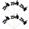 24 Pack 29+1 Cupcake Toppers Glitter 30th Birthday Cupcake Picks Cheers to 30 Middle Finger Happy 30th Birthday Cupcake Decorations Anniversary Party Supplies Black-1 view 3