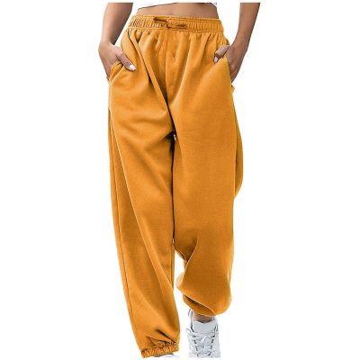 Women's Activewear Trousers Straight Wide Leg Yoga Pants with Drawstring Loose Tracksuit Bottoms Fitness Joggers Causal Full Length Lounge Sweatpant