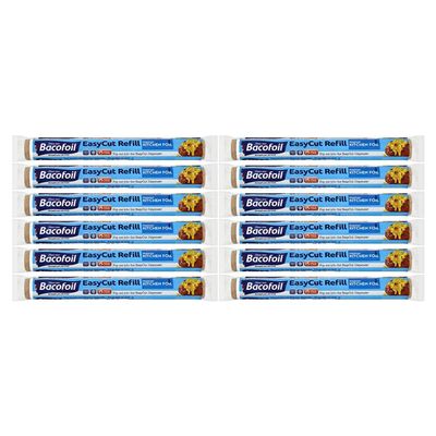 12 x EasyCut Foil Refill Rolls Tear & Heat-Resistant | Perfect for Grilling Baking Roasting Wrapping Freezing | 100% Recyclable | 300mm x 15m | Total 45m of Foil