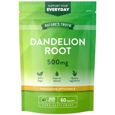 Dandelion Root Tablets | 500mg | High Strength Dandelion Extract | Taraxacum Officinale 5:1 Extract | 60 Vegan Tablets | Nature's Truth