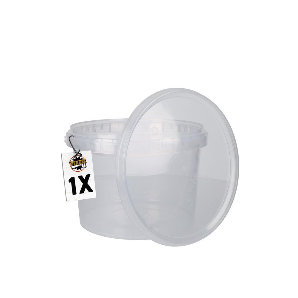1 bucket with lid, 3 litres, transparent, round, plastic bucket, food-safe, airtight and stable, empty bucket with handle and lid, suitable for food, chemicals, washing powder, adhesives