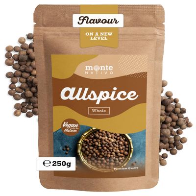 Allspice Berries Monte Nativo (250g) - Pimento Seeds - Whole All spice - Gently dried and aromatic Spices ideal for Cooking and Seasoning