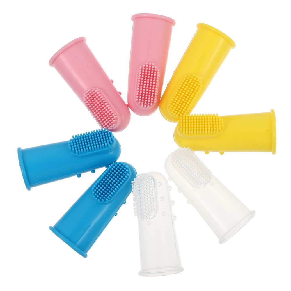 GLEAVI Baby Oral Care Silicone Finger Toothbrush 4pcs Set, Infant Toddler Gum Brush Soft, Newborn First Step Oral Massager for Boys and Girls Dental Hygiene