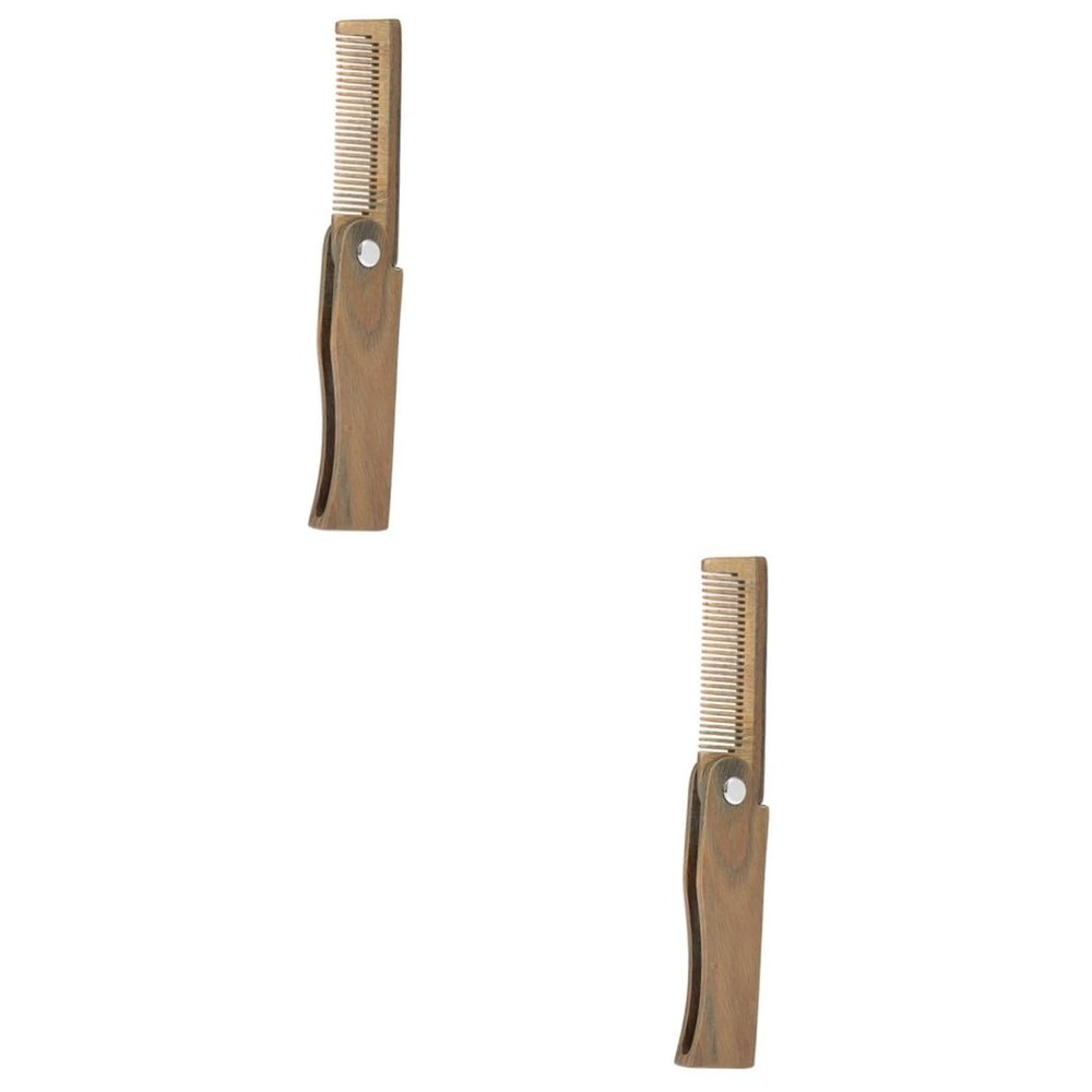Angoily 2pcs Wooden Beard Comb Mini Pocket Comb for Beard Styling Care Tools for Men