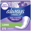 Always Anti-Bunch Xtra Protection Daily Liners, Long Length, Unscented, 136 Count view 1