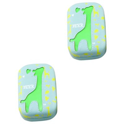 Healeved 2pcs Cartoon Deer Lens Case Holder Cute Lens Container for Home and Travel Green Box Storage Box
