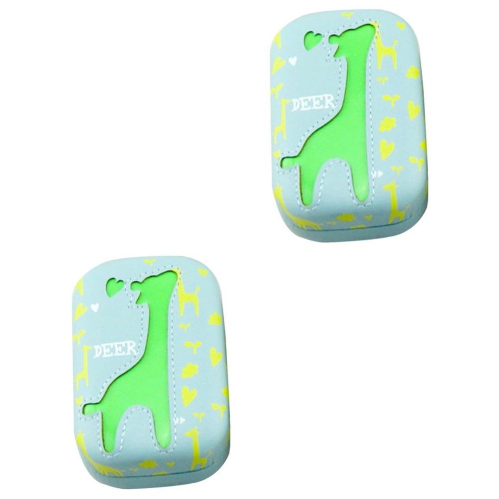 Healeved 2pcs Cartoon Deer Lens Case Holder Cute Lens Container for Home and Travel Green Box Storage Box