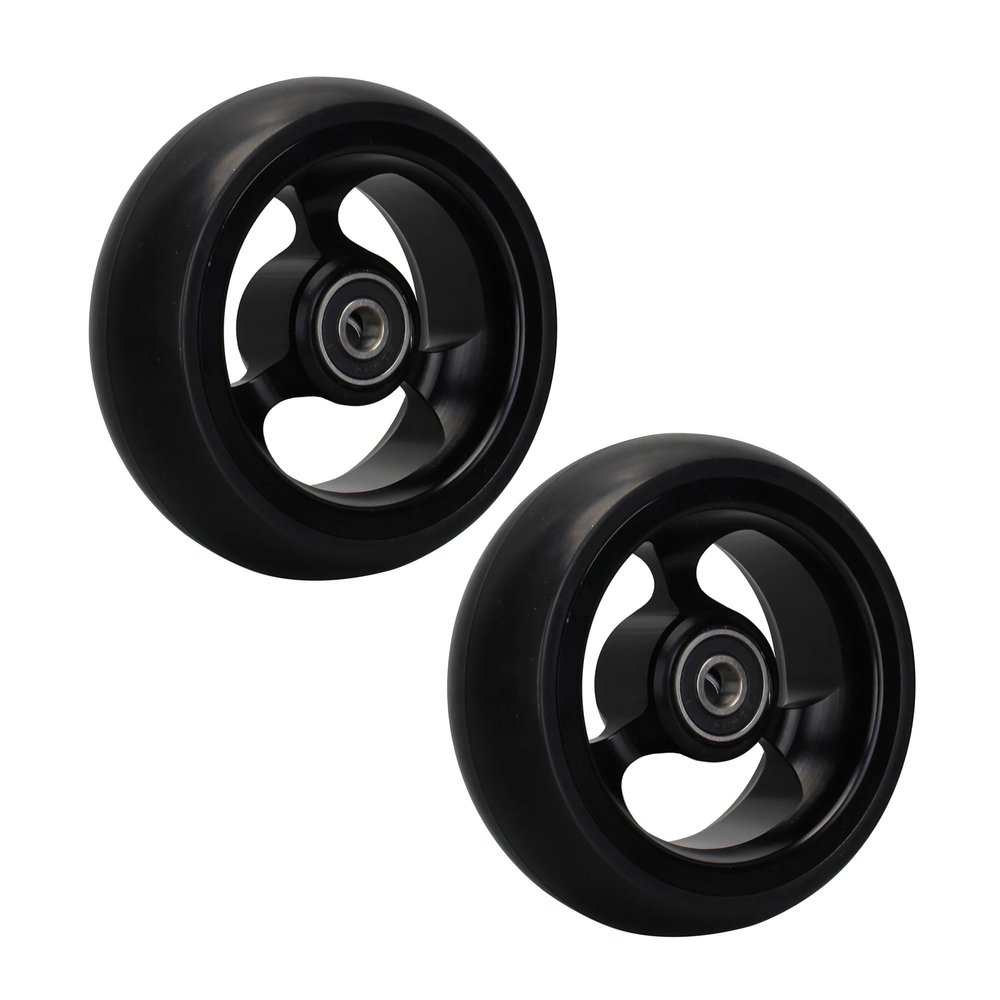 5 Inch Sports Wheelchair Replacement Front Wheel, PU Solid Anti-Slip Wheelchair Caster Assembly, Aluminum Alloy Wheel with 5/16" (8 mm) Bearing (2 Counts) (Color : Black)