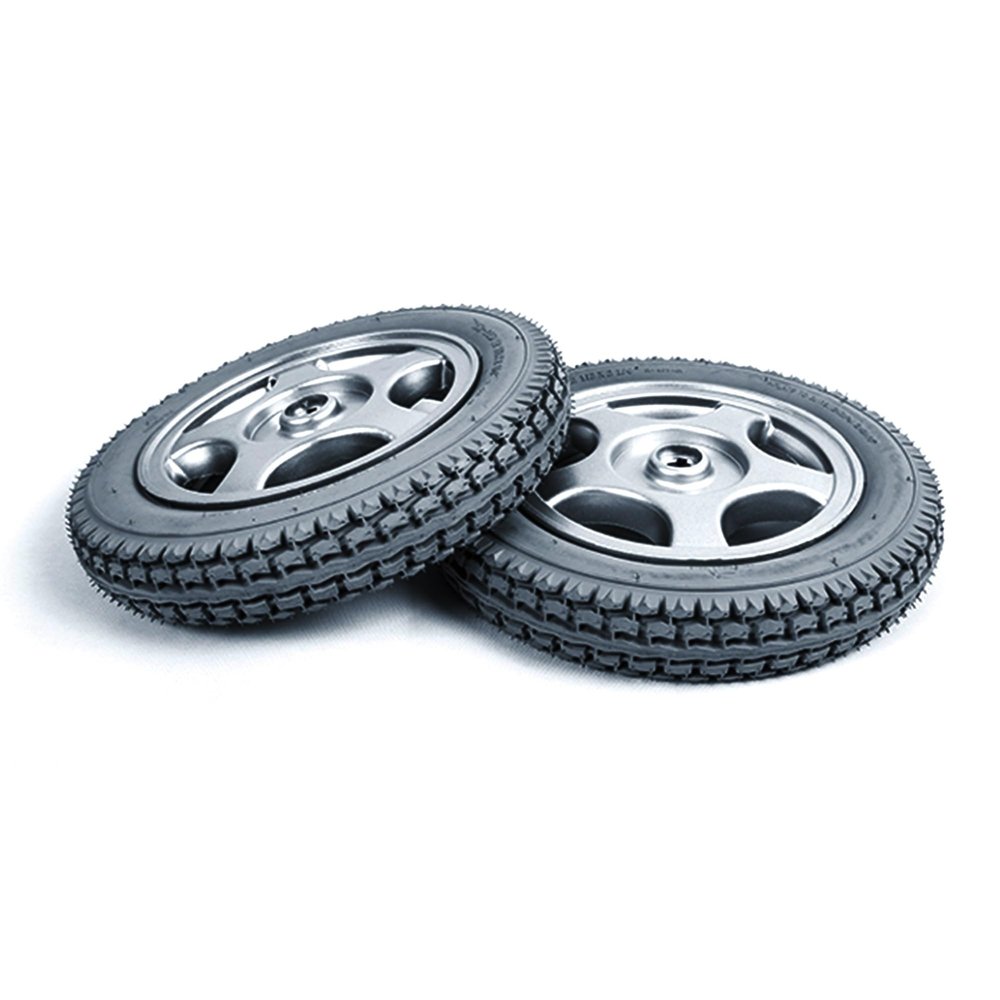 12 1/22 1/4 Electric Wheelchair Replacement Rear Wheels, Non-Inflatable Solid Rubber Tire with 11/16" (17mm) Bearings and Keyway 1/4" (6mm), Grey (1 Pair)
