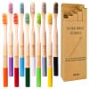 Bamboo Toothbrushes Medium Bristles for Adults 10 Pack, Wooden Toothbrush Family Set Natural Organic Tooth Brush (Multi-Color 10p) view 1