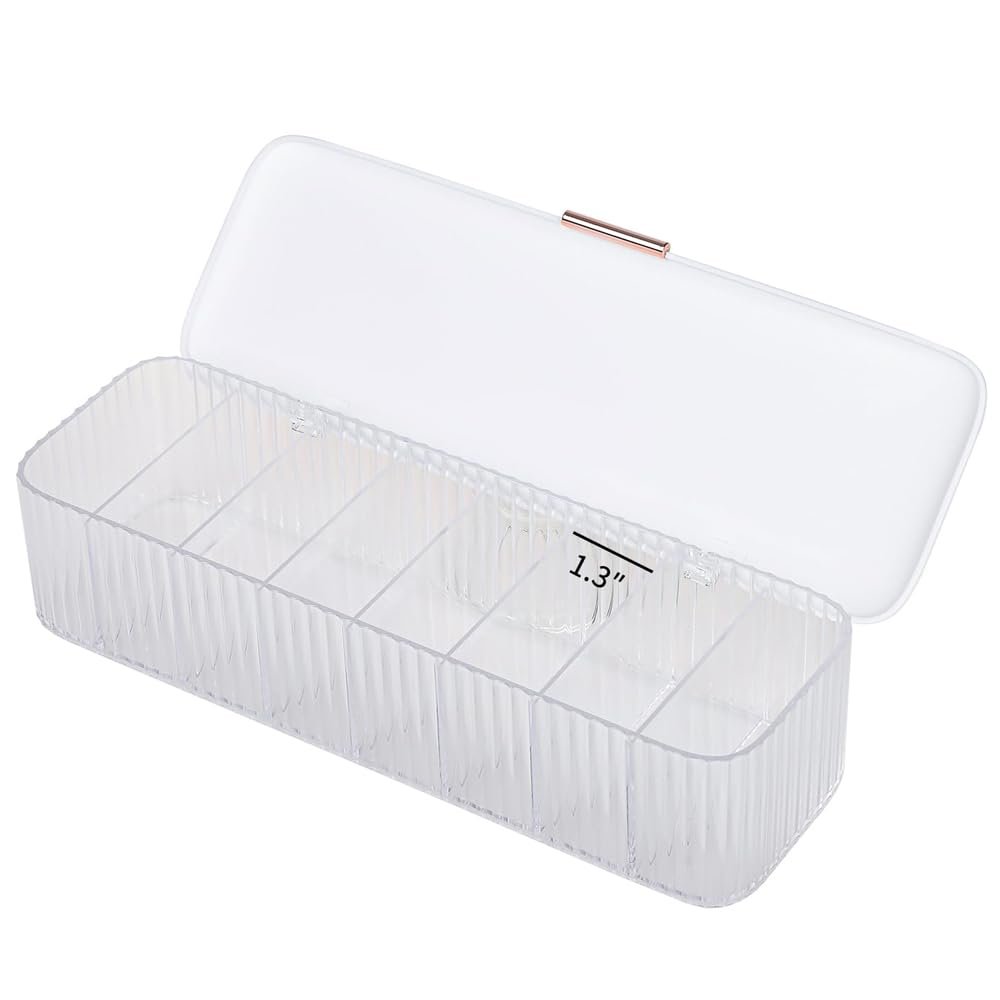 BoNpur Daily Contact Lens Organizer with Lid, 8 Compartments (White)