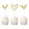 24 PCS Gold Glitter Heart Cupcake Toppers Sweet Love Theme Cupcake Picks Valentine's Day Cupcake Decorations for Wedding Engagement Bridal Shower Birthday view 1