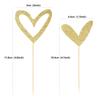 24 PCS Gold Glitter Heart Cupcake Toppers Sweet Love Theme Cupcake Picks Valentine's Day Cupcake Decorations for Wedding Engagement Bridal Shower Birthday view 2