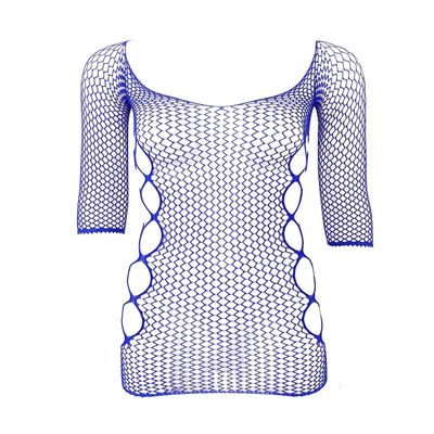 GRRKDFQ Sexy Nightwear for Women Hollow Out Sheer Fishnet Bodystocking,Royal Blue,One Size