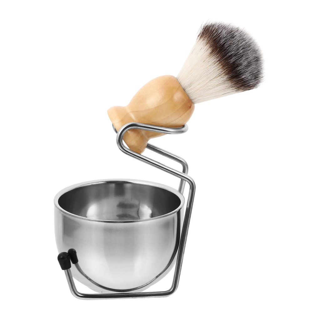 Angoily Shaving Cream Bowl Set Stainless Steel Shaving Bowl and Brush Set for Men for Creating Lather in Bathroom Grooming Routine