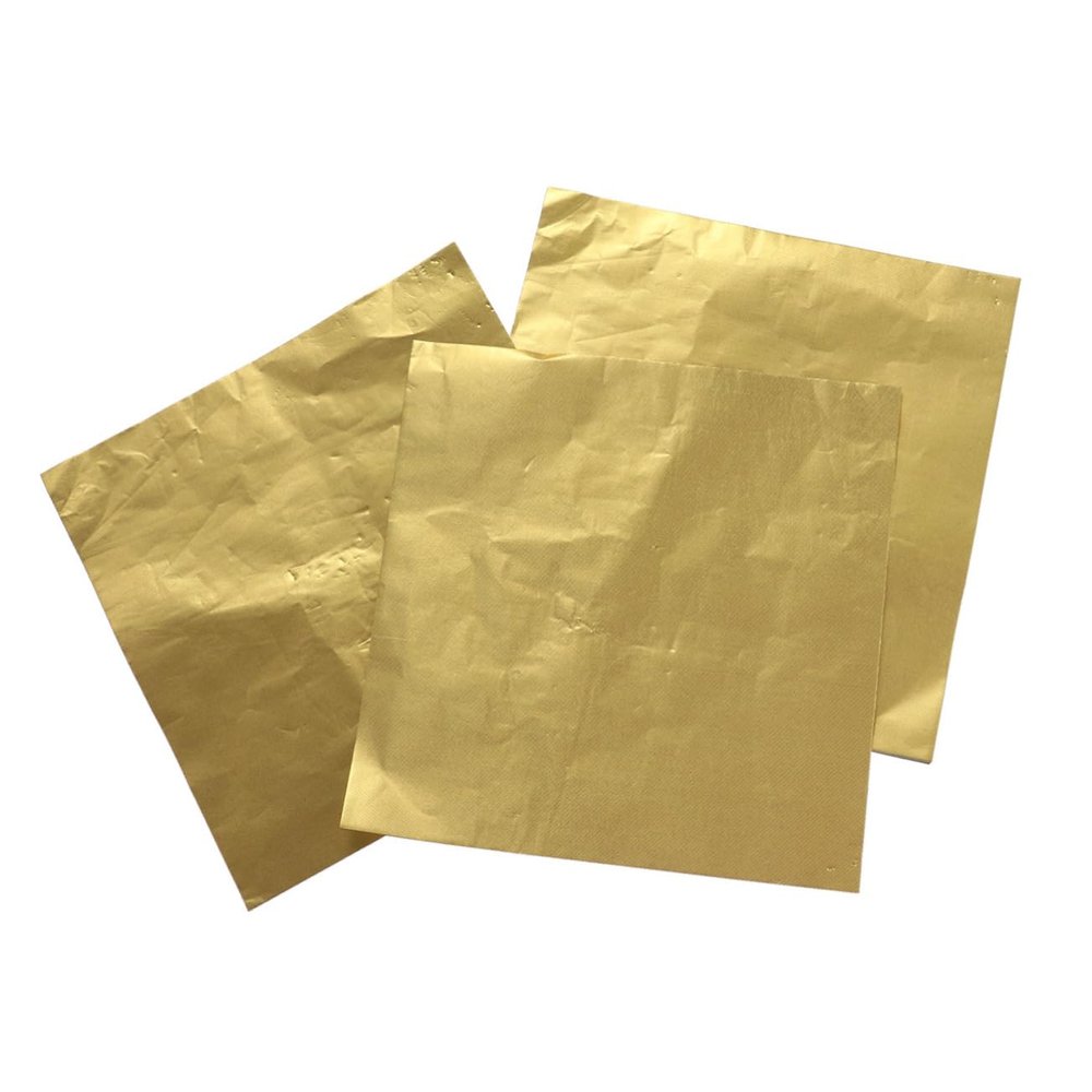 LIFKOME 100pcs Aluminium Foil Paper Wrapping Paper Packaging for Candy Foil Candy Wrappers Gold for Chocolate
