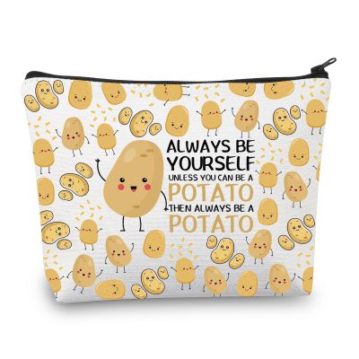 BDPWSS Potato Gift For Potato Lover Gift Always Be Yourself Unless You Can Be A Potato Makeup Bag Food Lover potato fan Gift, Always Be Potato, Waterproof