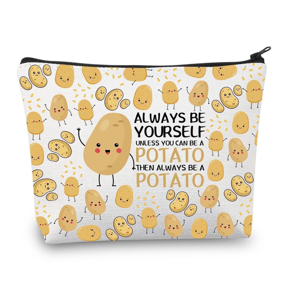 BDPWSS Potato Gift For Potato Lover Gift Always Be Yourself Unless You Can Be A Potato Makeup Bag Food Lover potato fan Gift, Always Be Potato, Waterproof