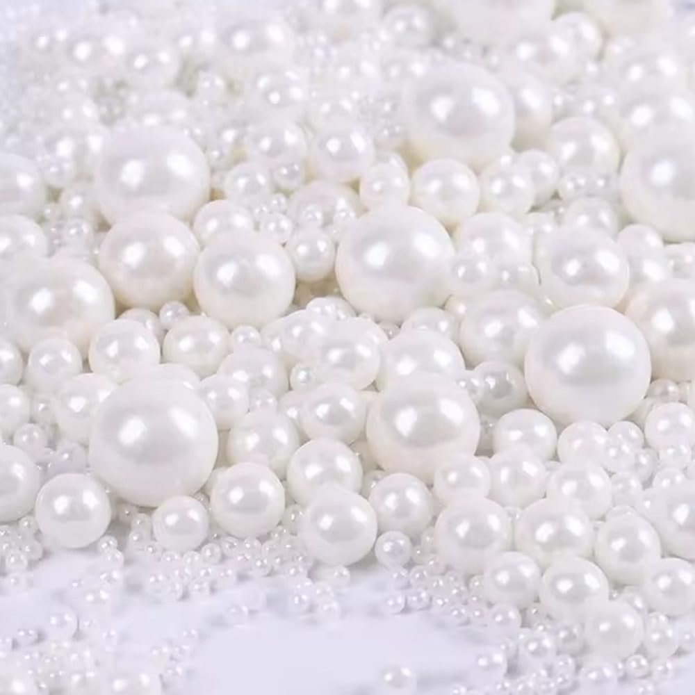 Edible White Pearl Sugar Sprinkle Candy Pearls 120g, Mixed Size, Cake Topper, Cupcake Decorations, Ice Toppings and Cookie Decoration, Wedding Birthday Party Halloween Chirstmas Supplies