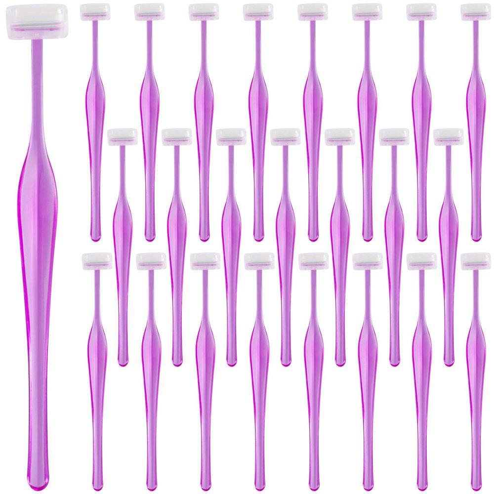 HINZIC 24 Pack Eyebrow Trimmer Razors Facial T Shape Shaver Tool Stainless Steel Trimming Applicators Kit for Women Girls Eye Brow Makeup- Purple