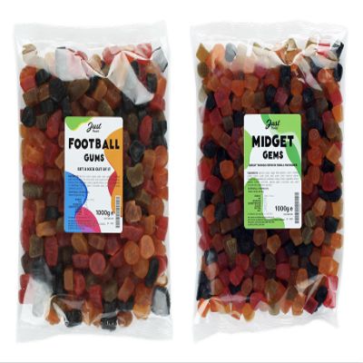 Lion Original Gums The Champion's Choice 1kg Duo Pack - Midget Gems and Football Gums (2 x 1kg Party Bags) - 1,4