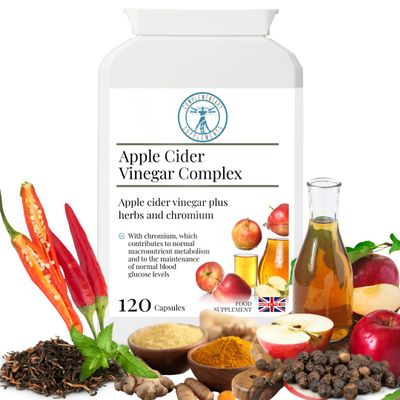 Complementary Supplements  Apple Cider Vinegar Complex  Herbal Formula Formula  with Ginger, Turmeric, Black Pepper, Cayenne - Vegan  120 Capsules