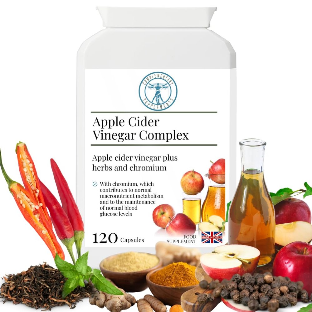 Complementary Supplements  Apple Cider Vinegar Complex  Herbal Formula Formula  with Ginger, Turmeric, Black Pepper, Cayenne - Vegan  120 Capsules