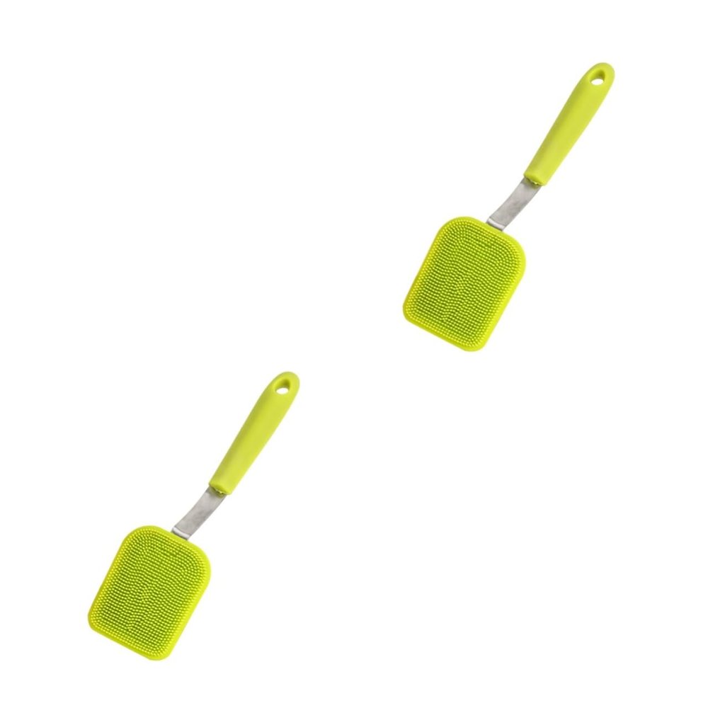 Mobestech 2pcs Silicone Scrubber Multi-function Dish Brush for Cleaning Bowls Pans Long Handle Kitchen Washing Tool for Dishwashing