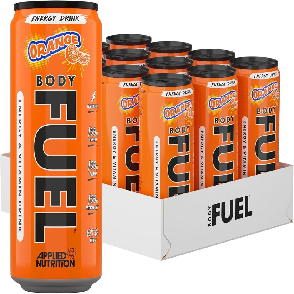 Applied Nutrition BodyFuel Energy Can, Energy & Physical Performance with B-Vitamins, Taurine, Caffeine (330ml x 12 Units) (Orange)