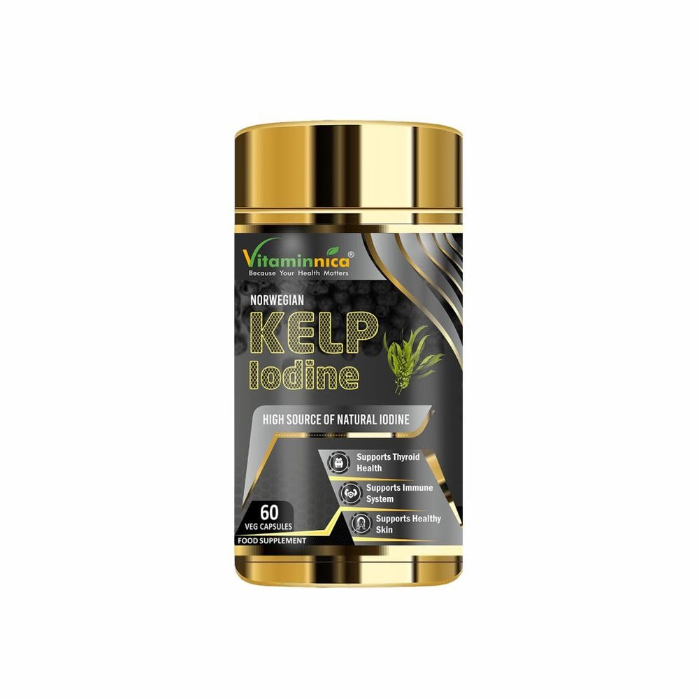 Vitaminnica Norwegian Kelp Iodine- 60 Capsules | 450g Iodine per Capule | Thyroid Support Supplement