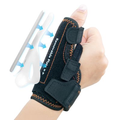 CURECARE New Upgraded 2 in 1 Thumb Support, Removable Thumb Splint Right Left Hand, Thumb Brace with 3 Level Stability, Reversible Thumb Support for Arthritis, De Quervains (M/L, Black)