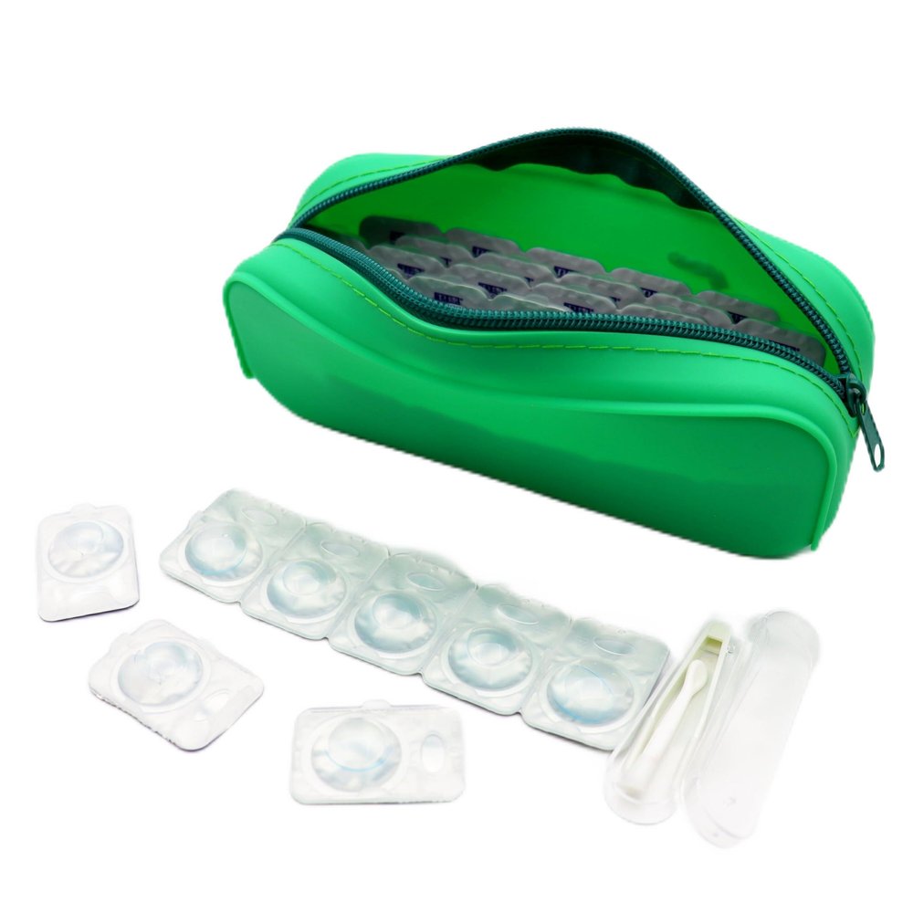 VORDRASSIL Contact Lens Case, Daily Organizer for 70 Lenses, Clear Plastic Box with Zipper, Versatile Storage Bin for Accessories