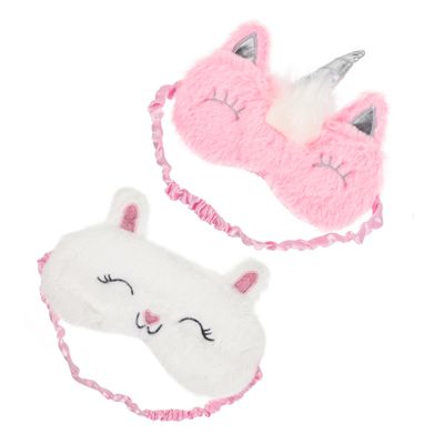 Beatifufu 2pcs Cute Pattern Sleeping Eye Mask for Women Plush Sleep Mask Eye Cover for Sleeping for Bedtime Bliss and Travel