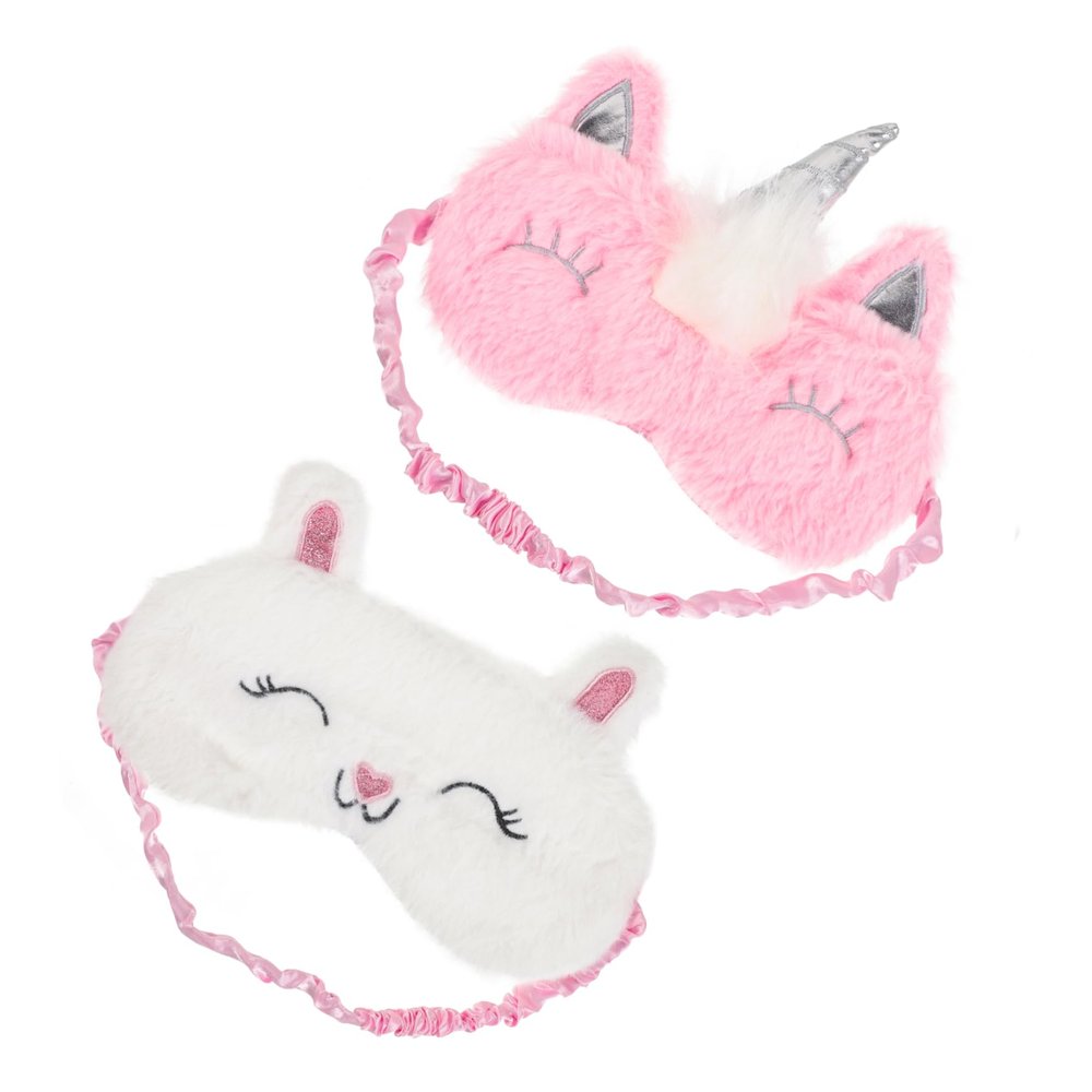Beatifufu 2pcs Cute Pattern Sleeping Eye Mask for Women Plush Sleep Mask Eye Cover for Sleeping for Bedtime Bliss and Travel