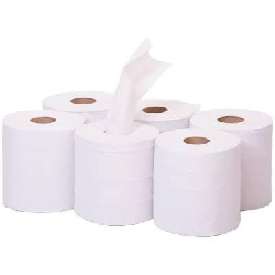 White Paper Rolls 6 x 2 Ply Embossed Paper Centre Feed Roll Towels White