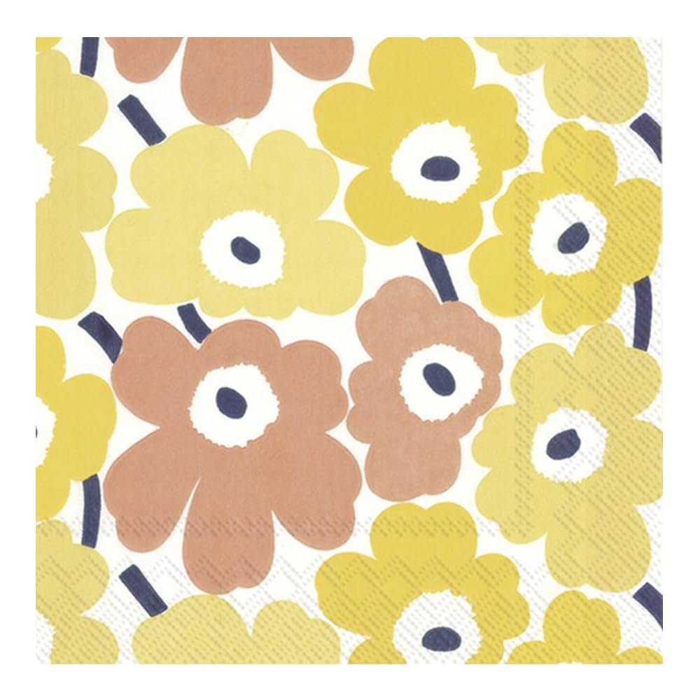 Mini Unikko Yellow Flowers Cream IHR Paper Table Napkins 33 cm Square 3 ply Lunch Napkins