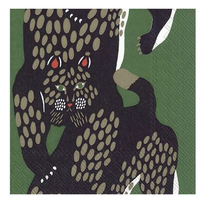 Ilves Green Cat Leopard IHR Paper Table Napkins 33 cm Square 3 ply Lunch Napkins