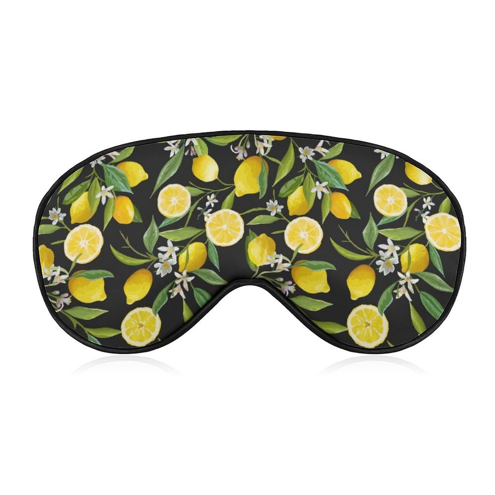 Sleep Mask for Women Men, Compatible with Leaves Lemon Flowers Floral Blockout Light Eye Mask for Sleeping Blindfold, Eye Cover with Adjustable Strap, Soft Eye Shade for Nap Travel Night Shift