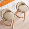 3 Legs Solid Wood Bar Chair Home Dining Bar Counter with Backrest and Non-slip Foot Pad, Sitting Height 68 cm(Color:Khaki) view 4