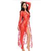 BTDECLAR Sexy Lace Robe for Women Lingerie Set Floral Mesh Sheer One Piece Babydoll Robe Thong See Through Lingerie Nightgown, Red, Medium