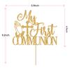 My First Communion Cake Topper, God Bless Cake Decor, First Holy Communion Decorations, Baptism/Christening/Baby Shower 1st Birthday Party Decorations Gold Glitter view 2
