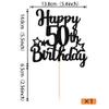 1 Pack Happy 50th Birthday Cake Topper Glitter Star 50 Fabulous Cake Pick Cheers to 50 Cake Decorations for Children 50th Birthday Theme Party Supplies Black view 2