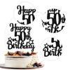 1 Pack Happy 50th Birthday Cake Topper Glitter Star 50 Fabulous Cake Pick Cheers to 50 Cake Decorations for Children 50th Birthday Theme Party Supplies Black view 3