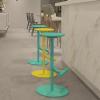 Modern Bar Chair Round Swivel Barstools with Handle, Curved Pedals and Stable Base, Height Adjustable 65-80 cm(Color:Blue) view 4