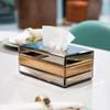 SwePer Tissue Box Cover, Modern Light Luxury Glass Facial Tissue Storage Caddy, Suitable for Bathroom, Bedroom, Hotel, Office Desk view 3